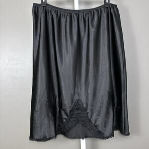 Vintage Perfectform Half Slip Black Satin Plus Size 3X Waist 40/42 Lace Beaded